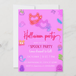 Pink Halloween Adult Cocktail Party Einladung