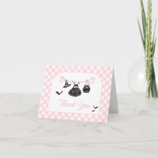 Pink Halloween Baby Braut Babydusche Dankeskarte (Vorderseite)