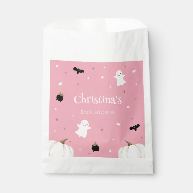 Pink Halloween Baby Dusche Geschenktütchen (Vorderseite)