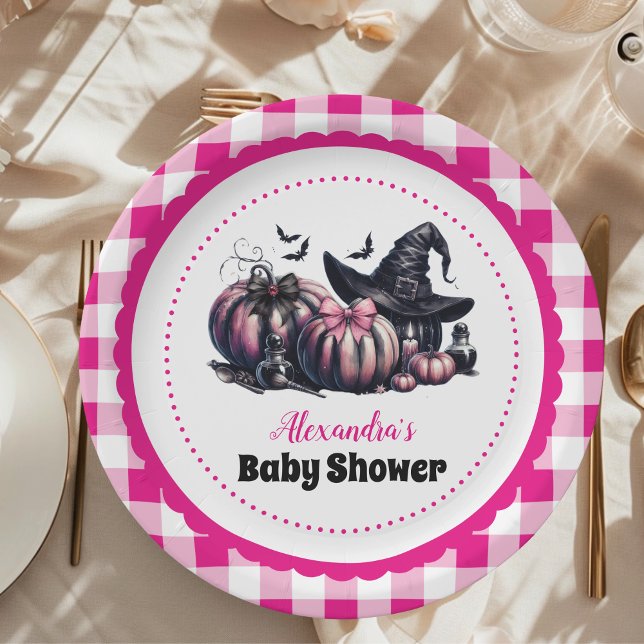 Pink Halloween Baby Dusche Pappteller (Von Creator hochgeladen)