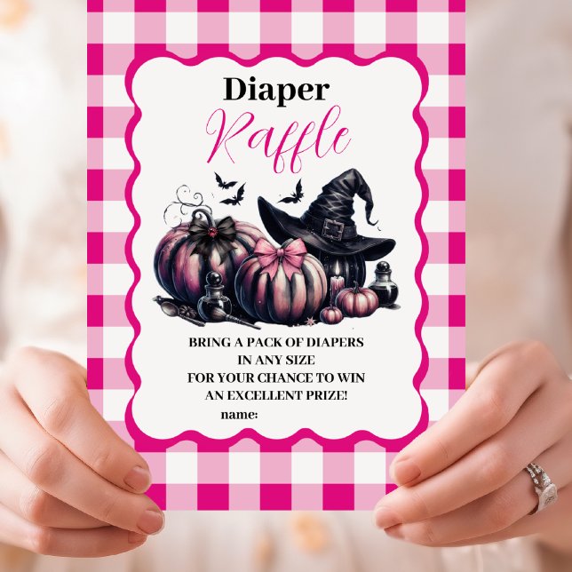 Pink Halloween Baby Duwer Raffle Diapper Begleitkarte (Von Creator hochgeladen)