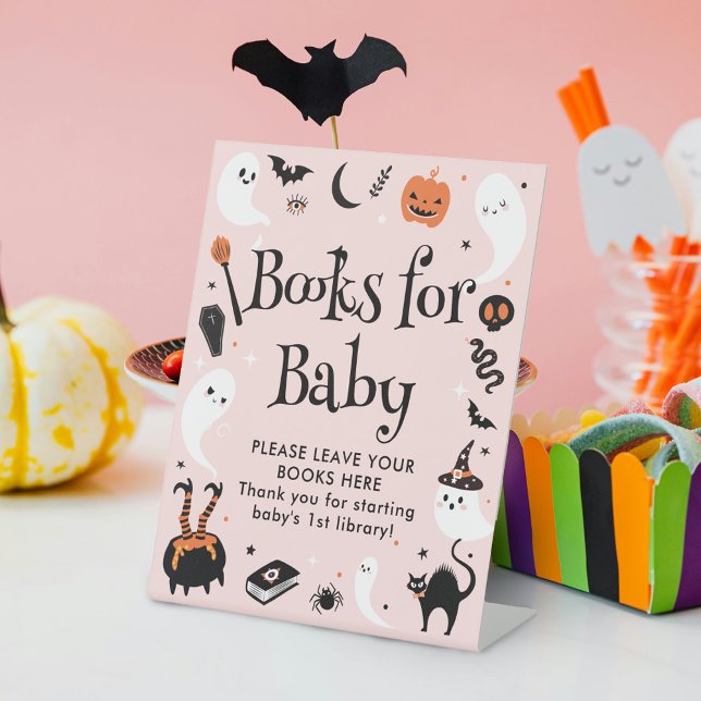 Pink Halloween Baby Showbücher für Baby Sockelschild (Von Creator hochgeladen)