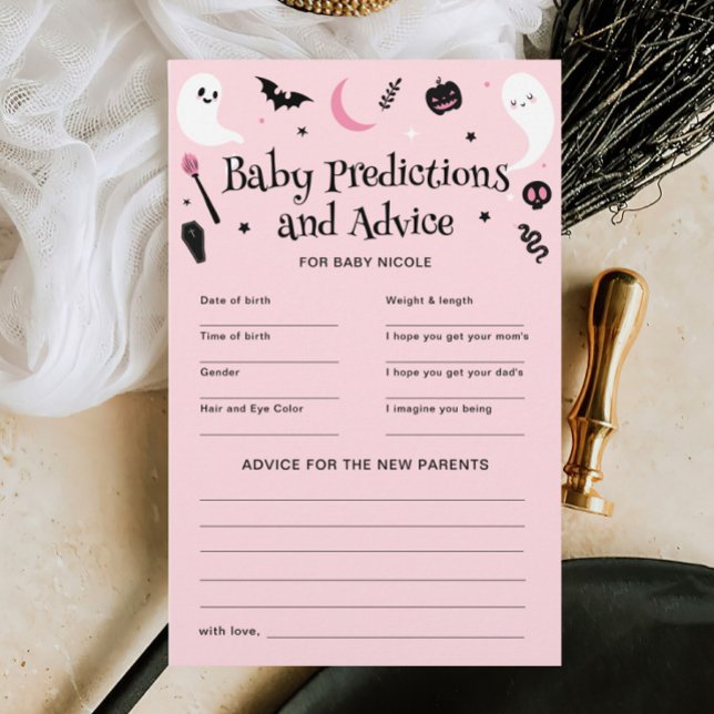 Pink Halloween Baby Shower Vorhersagen Advice Game (Von Creator hochgeladen)