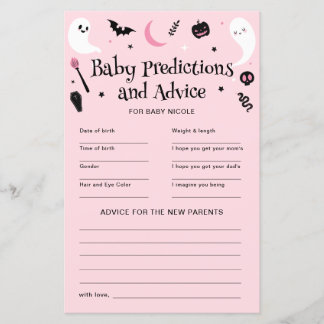 Pink Halloween Baby Shower Vorhersagen Advice Game