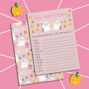 Pink Halloween Baby-Wortelsummen-Spiel für Baby-Sh Einladung