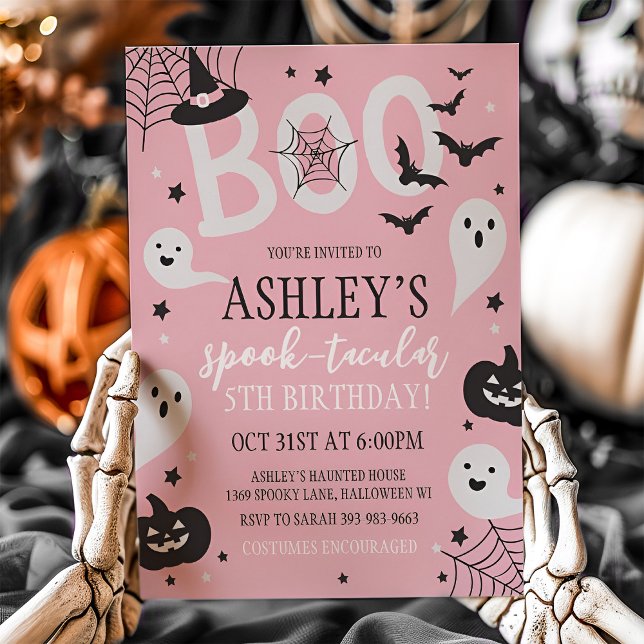Pink Halloween Birthday Invitation Einladung (Pink Halloween Birthday Invitation)