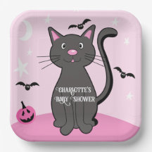 Pink Halloween Black Cat Girl Babydusche