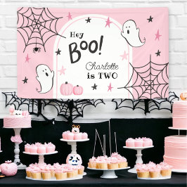 Pink Halloween Geburtstag Niedlich Ghost Hey Boo Banner