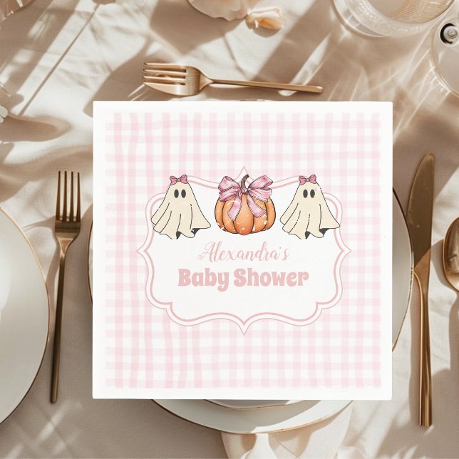 Pink Halloween Ghost Bow Girl Babydusche Serviette (Von Creator hochgeladen)