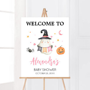 Pink Halloween Ghost Little Boo Willkommen Poster