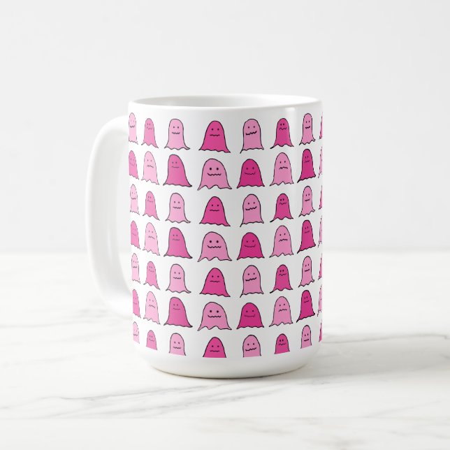 Pink Halloween Ghosts Kaffeetasse (Vorderseite Links)