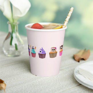 Pink Halloween Paper Cups Size: 8oz , Lid: None Pappbecher