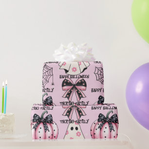 Pink Halloween Pattern Coquette Pumpkin Custom Geschenkpapier