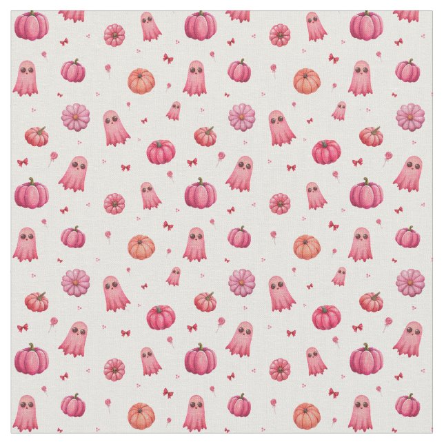 Pink Halloween Pumpkins Stoff (Nahaufnahme)