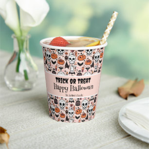 Pink Halloween Trick oder Behandeln von benutzerde Pappbecher