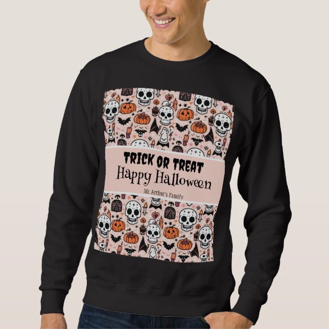 Pink Halloween Trick oder Behandeln von benutzerde Sweatshirt (Vorderseite)