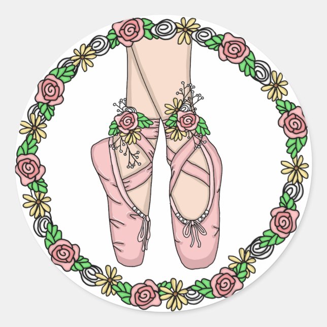 Pink Hand Dragon Ballet Slippers Runder Aufkleber (Vorderseite)