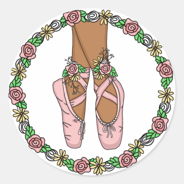 Pink Hand Dragon Ballet Slippers Runder Aufkleber (Vorderseite)