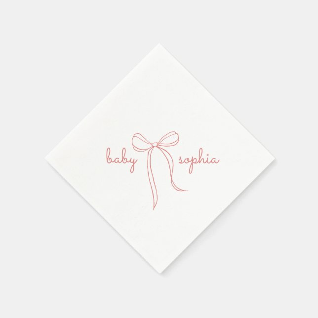 Pink Hand Drawn Bow Girl Babydusche Serviette (Ecke)