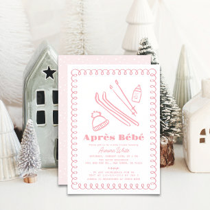 Pink Hand Gezeichnet Après Bébé Girl Babydusche Einladung