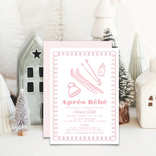 Pink Hand Gezeichnet Après Bébé Girl Babydusche Einladung (Von Creator hochgeladen)