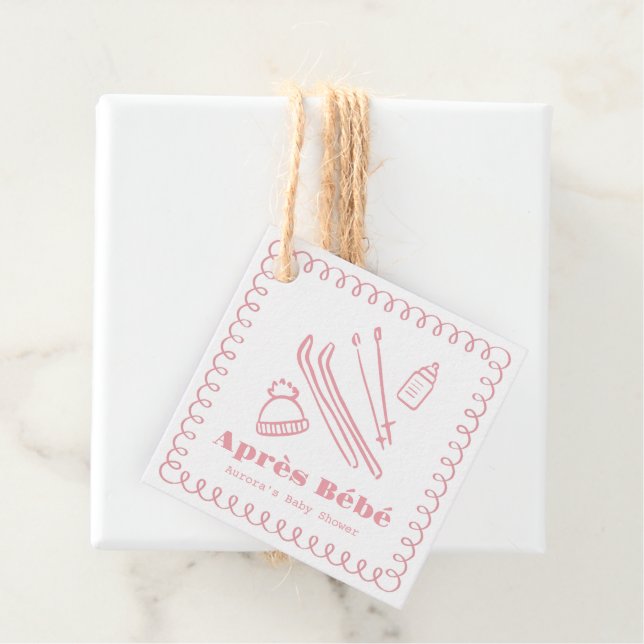 Pink Hand Gezeichnet Après Bébé Girl Babydusche Geschenkanhänger (Beispiel)
