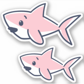 Pink Hand Gezeichnet Cartoon Baby Shark Scrapbook Aufkleber