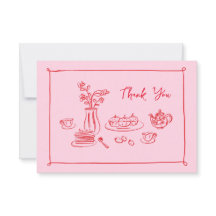 Pink Hand Gezeichnet Doodles Bridal Brunch Vielen 