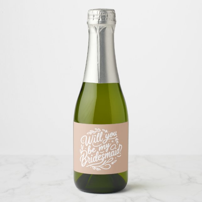 Pink Hand lettered Bridesmaid Proposal Champagne (Vorderseite)