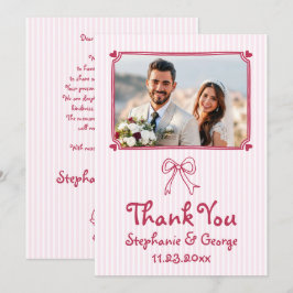 Pink handgezeichnete kritzelige Foto-Hochzeit Dankeskarte