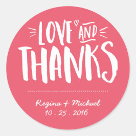 Pink Handwriting Script Wedding Danke Sticker