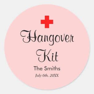 Pink Hangover Kit Moderne Gastgeschenk Hochzeit Au Runder Aufkleber