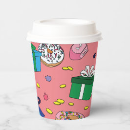 Pink Hanukkah Pattern Pappbecher