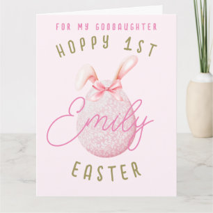 Pink Happy 1st Easter Egg Godgirl Carte de nom