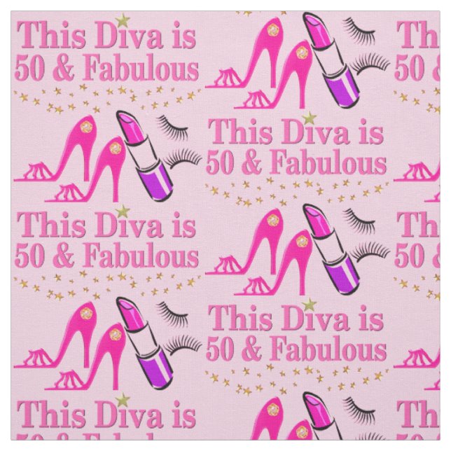 PINK HAPPY 50. FABULOUS DIVA FABRIC STOFF (Muster)