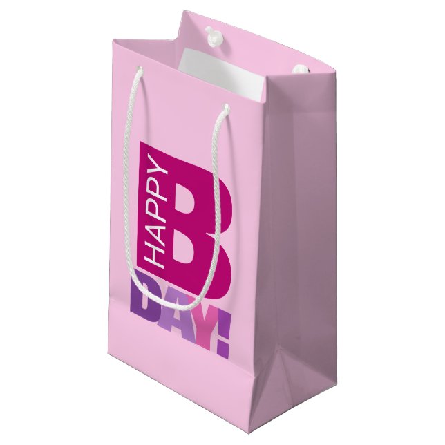 Pink Happy Anniversaire petit sac cadeau (Devant Angle)