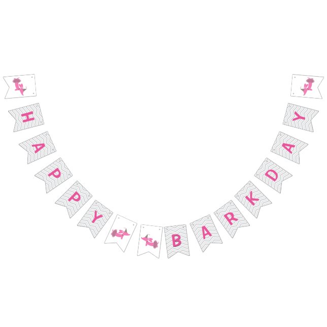 Pink Happy Barkday Banner Dackel Hund (Alle)
