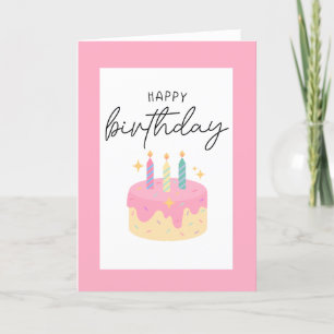 Pink Happy Birthday Card Dankeskarte