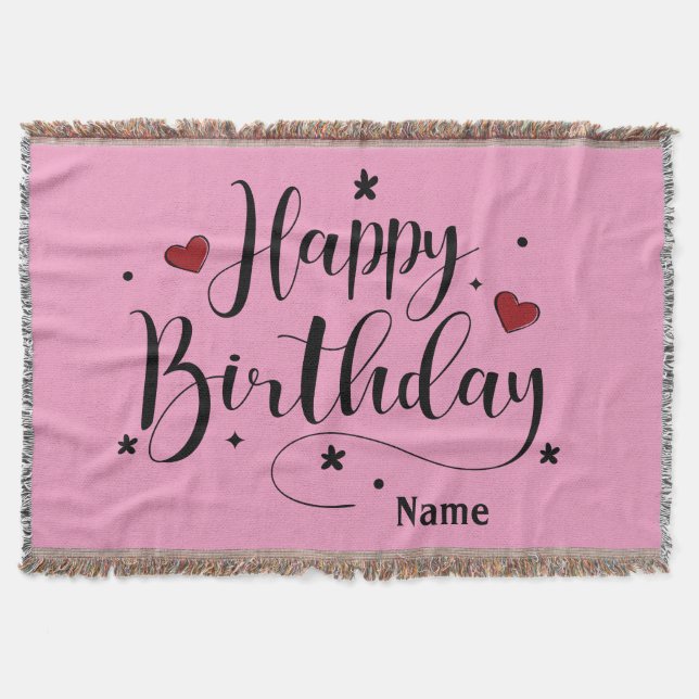 Pink Happy Birthday Decke (Vorderseite)
