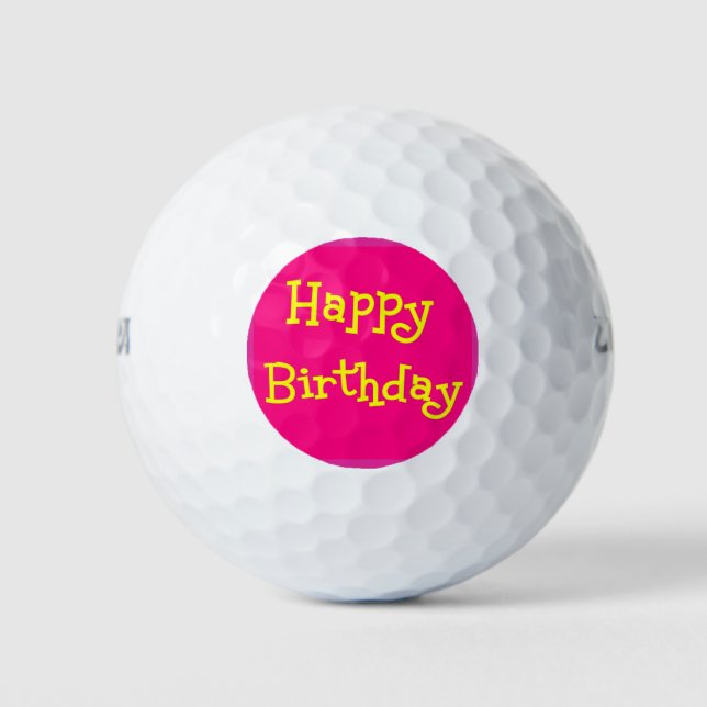Pink Happy Birthday Golfer Golfball (Vorderseite)