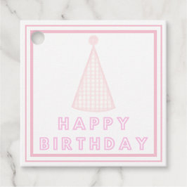 Pink Happy Birthday Hut-Tags Geschenkanhänger
