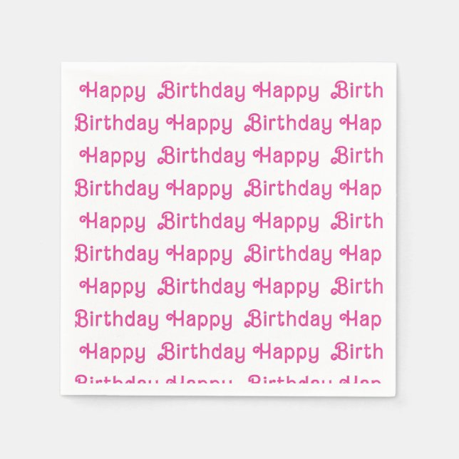 Pink Happy Birthday Party Teller Serviette (Vorderseite)