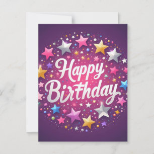 Pink Happy Birthday Postcard Postkarte