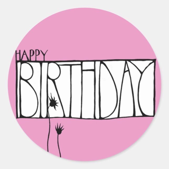 Pink Happy Birthday Sticker (Vorderseite)