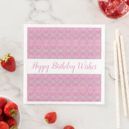 Pink Happy Birthday Wish Paper Dinner Napkins Serviette