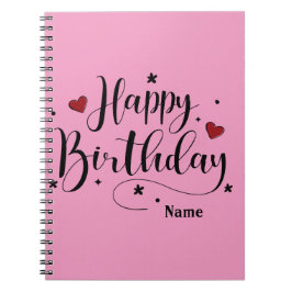 Pink Happy Birthday Zitat Notizblock