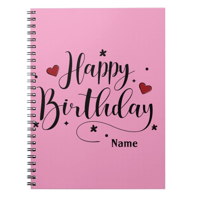 Pink Happy Birthday Zitat Notizblock (Vorderseite)