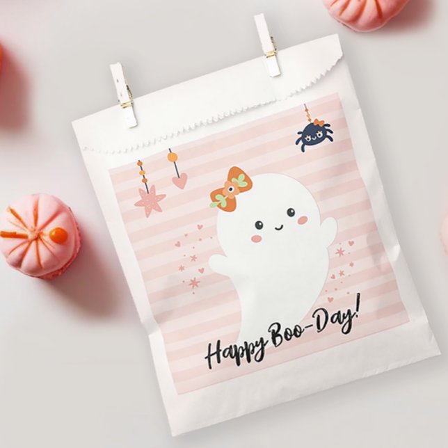 Pink Happy Boo Day Kawaii Ghost Geburtstag Geschenktütchen (Happy Booday Halloween Birthday Favor Bag)