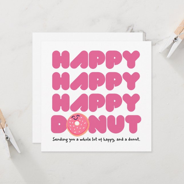 Pink HAPPY HAPPY Donut Karte (Vorderseite/Rückseite Beispiel)