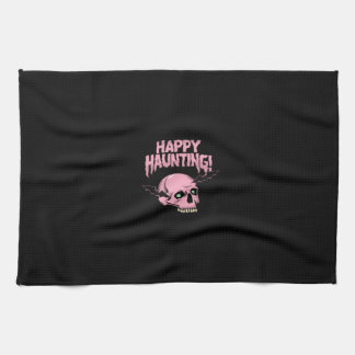 Pink Happy Haunting Skull Kitchen Towel Geschirrtuch